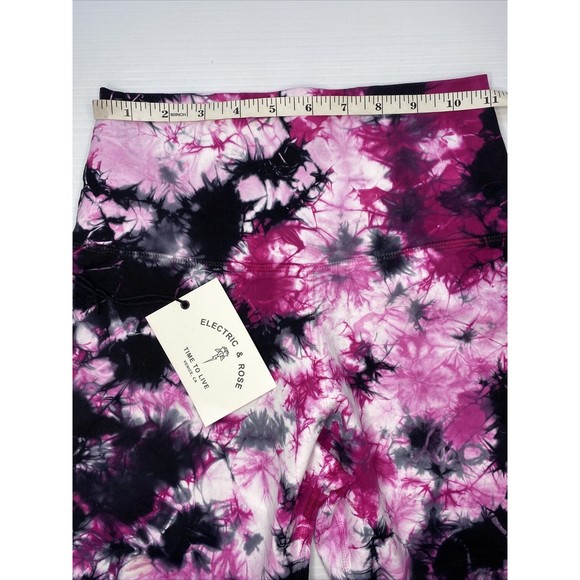 Electric & Rose Womens Bike Shorts Activewear Tie Dye Stretch Pink Black Sz S - Picture 5 of 6